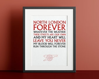 North London Forever Arsenal F.C. Print. 2023/24 Season Edition | Home Wall Art Birthday Gift | Emirates Stadium Gifts For Him & Her |