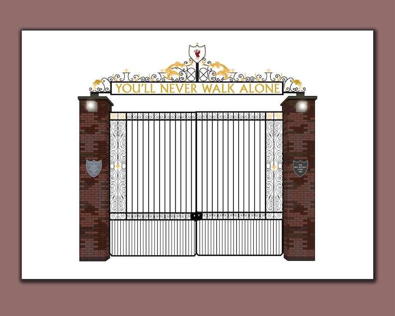 Shankly Gates at Anfield Original Print. Liverpool FC Wall Art Present ...