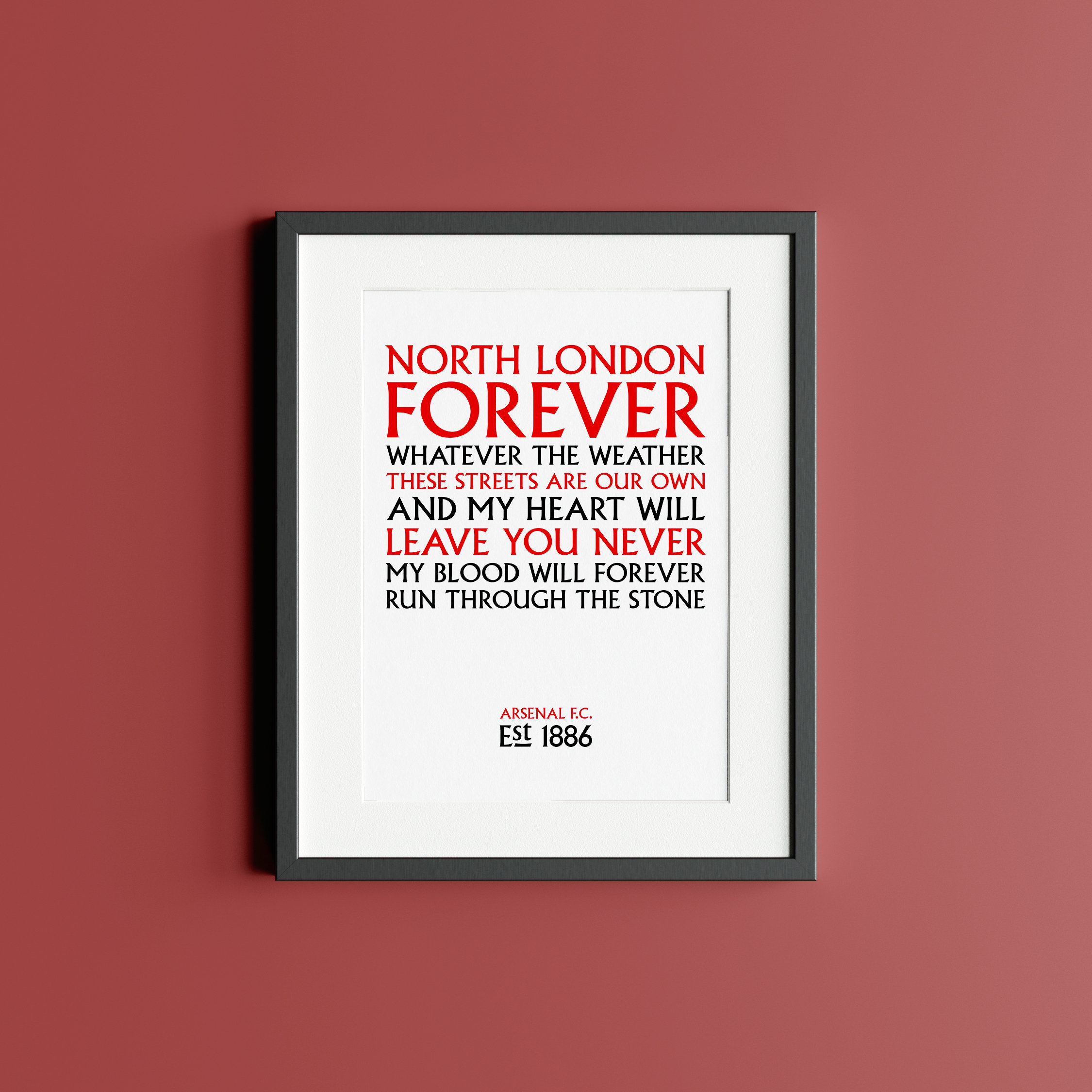 Arsenal F.C. Print: North London Forever Song - Etsy