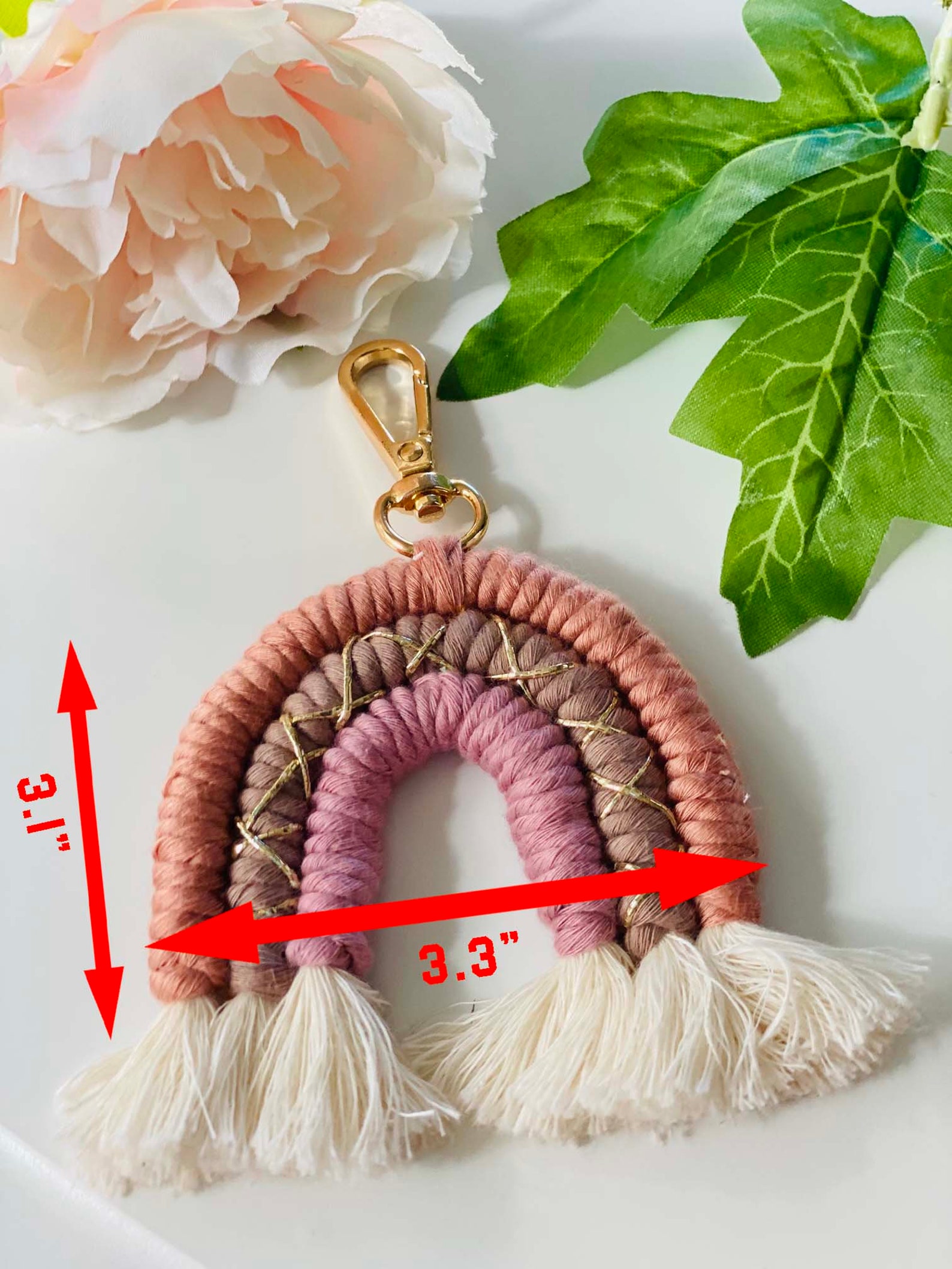 Macrame Rainbow Keychains Rainbow Keychain Macrame Rainbow Etsy