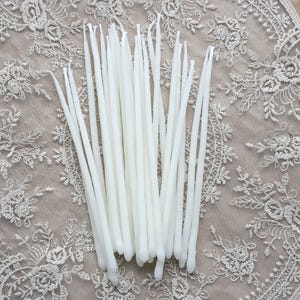 Hand Dipped Beeswax Taper Candles – White Birthday Beeswax Candles – Set of Thin Elegant Natural Candles – Yoga Candle – Meditation Candle