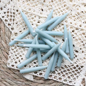 20 Minute Hand Dipped Blue-Gray Beeswax Candles, Taper Candles for Relaxation, Meditation and Spiritual Practices, Candle Gift Set