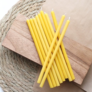 Juego de velas cónicas de cera de abejas amarillas: velas naturales para meditación y yoga