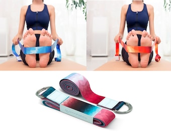 omnihabits Yogagurt, Yogaband, Yoga Strap, mit hoch detailliertem Muster rot-blau-weiß