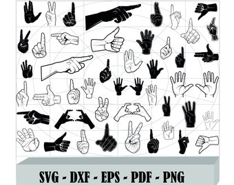 For Silhouette Cut Files Eps Finger Count From 1 till 5 Vector SVG Files Pdf Png Digital File Svg Dxf