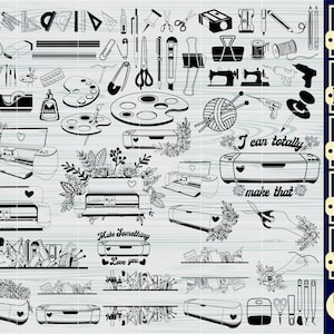 Crafting Tools SVG Bundle, Crafting svg, Crafting Tool Clipart svg, Floral Cricut SVG, Craft Room SVG, Cut File For Cricut, Silhouette, Dxf
