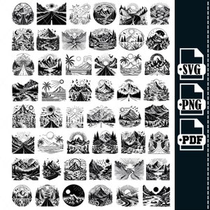 Mountain SVG, Mountains svg clipart. Trees svg. Forest Svg Cricut. Silhouette svg cut file. Outdoor svg. Travel svg. Landscape svg, PNG,
