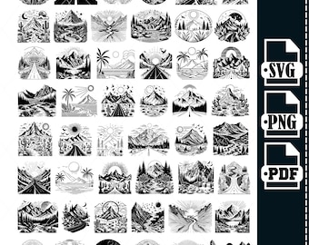 Mountain SVG, Mountains svg clipart. Trees svg. Forest Svg Cricut. Silhouette svg cut file. Outdoor svg. Travel svg. Landscape svg, PNG,