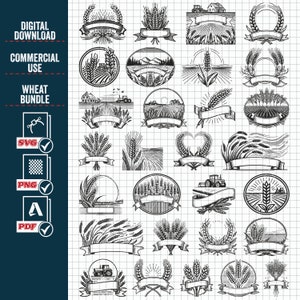 TARWE SVG-bundel, GRAIN Svg-bestanden knippen voor Cricut, tarwe Clipart, tarwe Svg, tarwe silhouet, tarwe vector, commercieel gebruik, digitale download