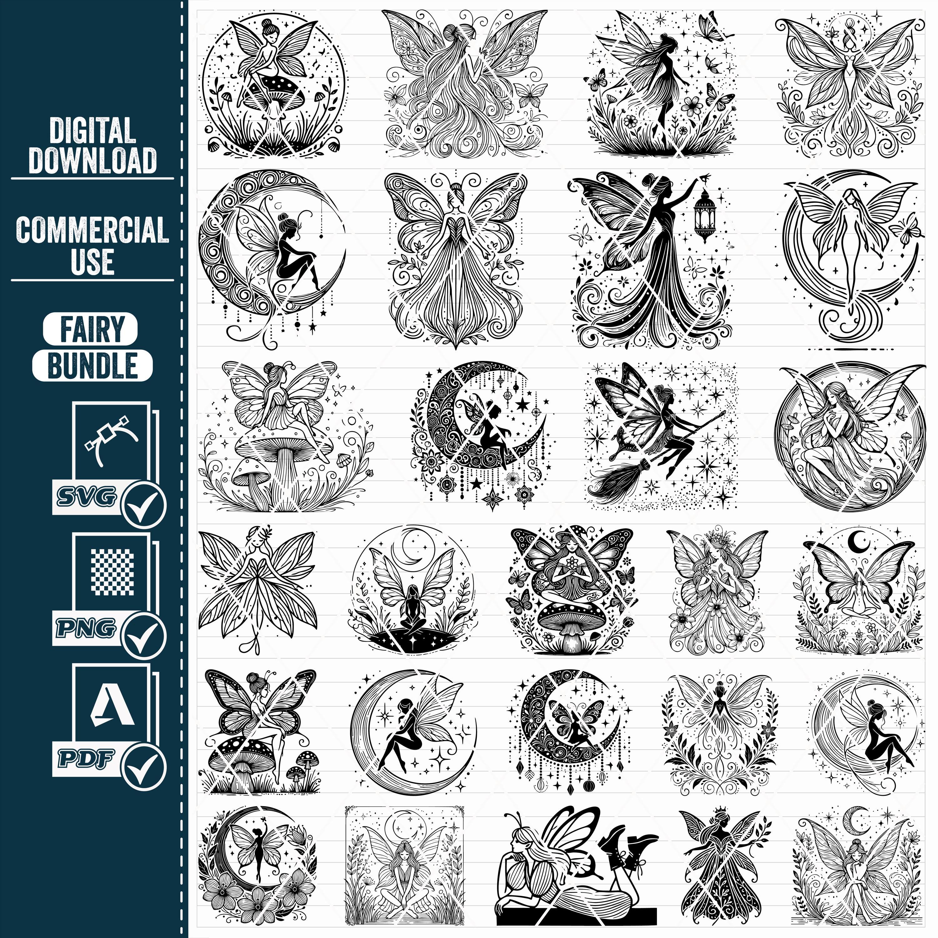 Fairy SVG Clipart Bundle, Magical Silhouette Cut Files (digital ...
