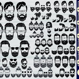 Beard Man SVG Bundle, Beard Face SVG, Beard Face Clipart, Cut Files For Silhouette, Files for Cricut, Vector, Design, Beard Svg, Dxf, Png,