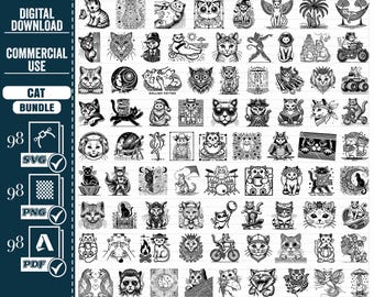 Cat SVG Bundle, Kitten Clipart, Laser Cut Files (Digital File)