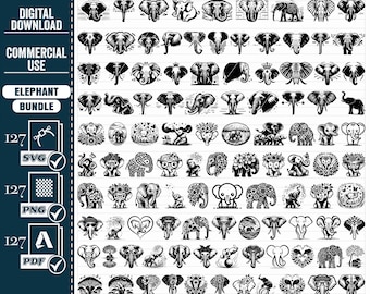 Floral olifant SVG-bundel, dierlijke bloem gesneden bestanden (digitale download)