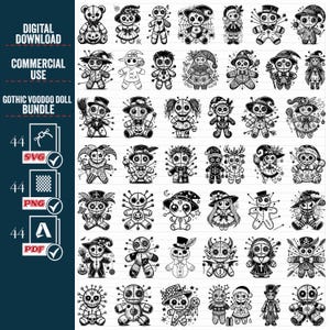 Cute Voodoo Dolls Clipart, Gothic Voodoo svg, Halloween Voodoo Clip Art Png, Spooky Image, Commercial Use, Transparent Background, Voodoo