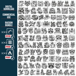 Wasbeer SVG Png Mega-bundel, grappige wasbeer Svg, dierlijke svg, Floral wasbeer Vector voor Cricut, wasbeer svg gesneden bestand digitale Instant Download