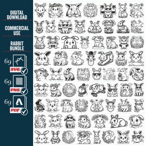 PAAS FLORAL RABBIT Svg Png Mega Bundle, Cute Rabbit Svg, Cute Bunny Svg, Flower Bunny Svg, Paashaas Gezicht Svg, Vector, Cut Bestand Clipart