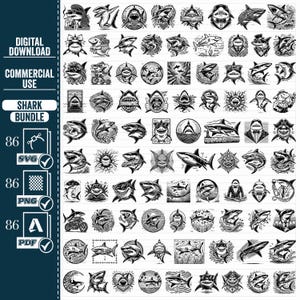 Shark SVG png Bundle, Shark Vector, Shark png, Shark clipart, Shark cut file, Shark Outline, Shark Jaws svg, Ocean Animal svg, design, pdf,