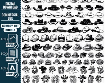 Cowboy Hat SVG Bundle, Floral Western Clipart (Digital Download)