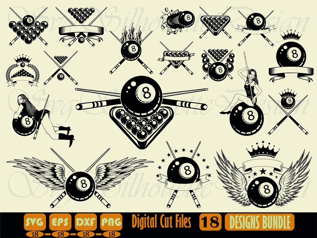Billiards Svg Bundle 1, Snooker Svg, Pool Svg, Billiards Clipart, Files