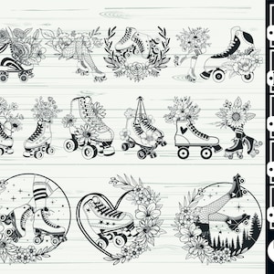 Patines SVG, Patines florales, Patinaje retro SVG, Cricut, Patinaje SVG, Silhouette SVG, Archivos de corte, clipart, svg, camiseta con patines