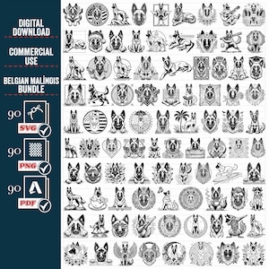 Belgische Mechelaar hond ontwerpt SVG PNG-bundel, clipart, vectorafbeelding gesneden bestand laserillustraties, instant digitale download commercieel gebruik, pdf