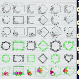 Tropical Leaf Frames SVG, Palm, Monstera, Monogram (Digital File)