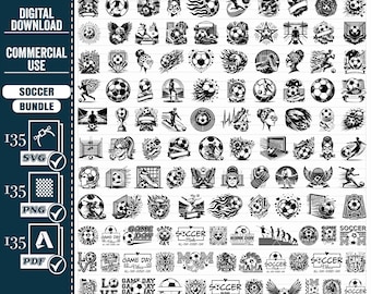 Soccer SVG Clipart Bundle, Sport Cut Files (Digital Download)