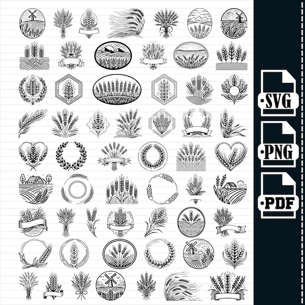 Wheat SVG Bundle, Wheat SVG, Grain Svg, Wheat Clipart, Wheat Cut Files For Silhouette, Wheat Files for Cricut, Vector, Design, Svg, Png,