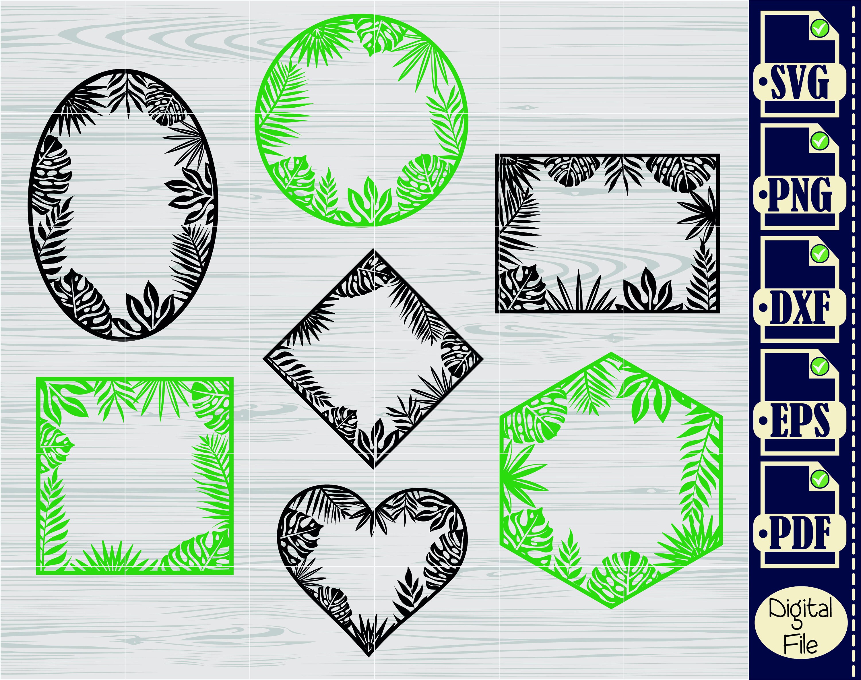 Monstera Monogram Tropical Leaf Frames SVG, Palm, Monstera, Monogram (digital File) - Etsy