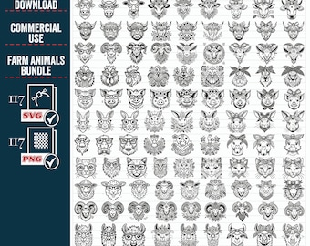 Farm Animals SVG Bundle, Floral Bandana Clipart (Digital Download)