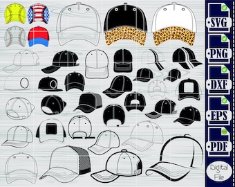 Baseball Cap SVG Bundle, Snapback Hat Cut Files (svg, png, dxf, eps)