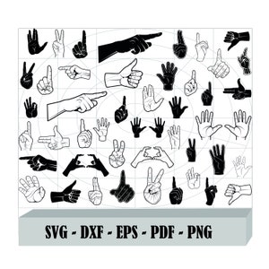Zestaw Finger Count SVG, Finger Count SVG, Clipart Finger Count, Pliki do cięcia dla sylwetki, Pliki dla Cricut, Wektor, Dxf, Png, Eps, Projekt