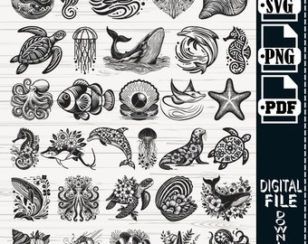 Sea Creatures SVG, Ocean Creatures Svg, Fish SVG, Nautical Svg ...