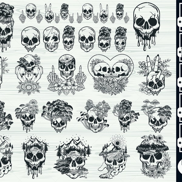 Skull SVG File,#4, Skull landscape svg, Mushroom skull svg, Forest Skull Svg, Skull with forest scene svg, dxf, png, jpg, Instant Download