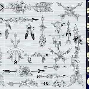 Flecha Flor SVG, Flechas e penas, Flecha e flores arquivo de corte, Flechas e flores arquivos svg, boho svg, casamento svg, flecha floral svg, Png