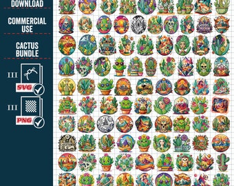 Cactus SVG PNG Mega Bundle, Desert Scene Graphics (Digital Download)
