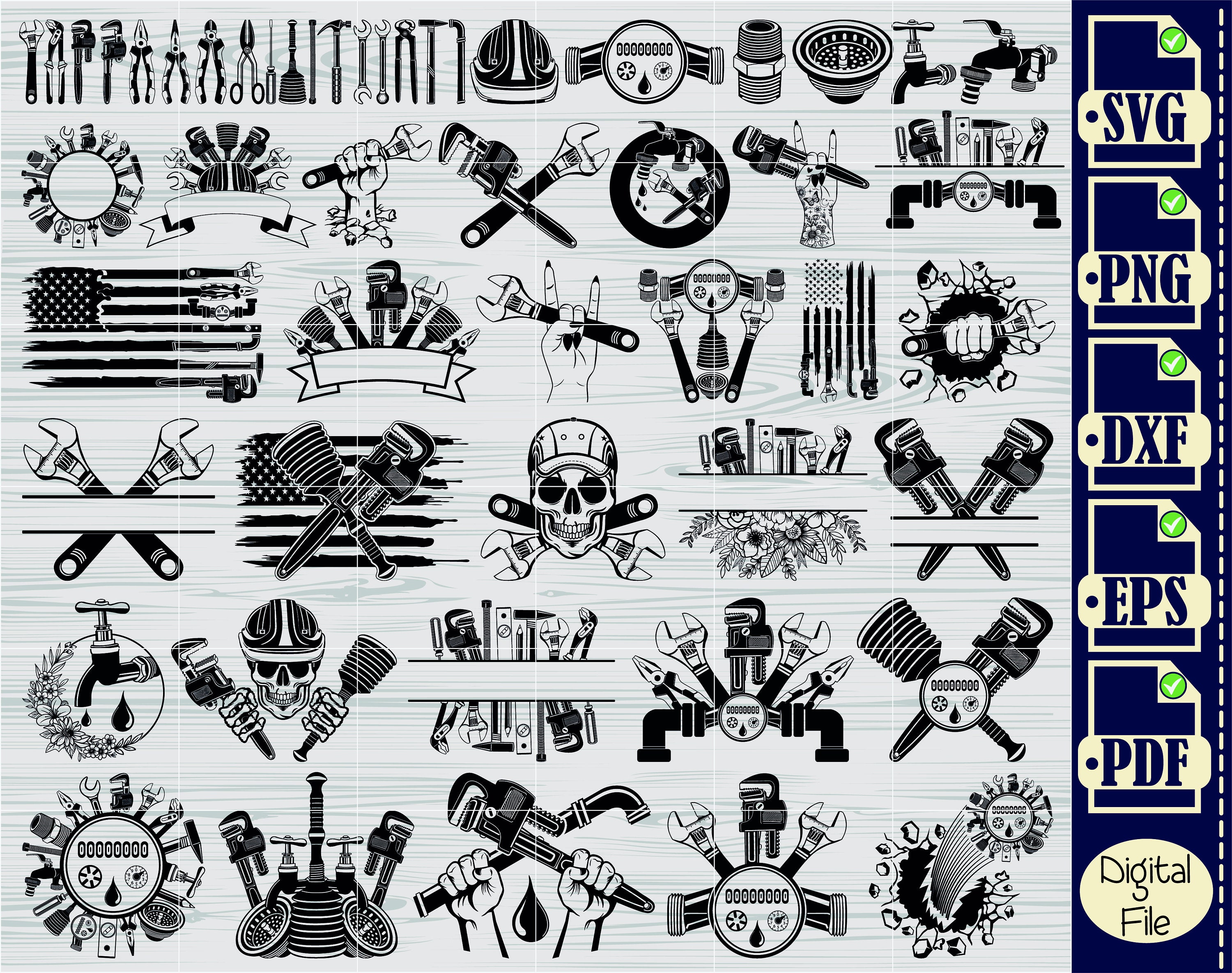Plumber SVG, Plumber Skull SVG, Plumbing Svg, Plumber Clipart, Plumber Files for Cricut, Plumber Cut Files For Silhouette, Dxf, Png, Vector