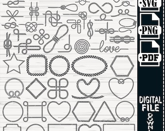 Paquete SVG de nudo náutico, imágenes prediseñadas vectoriales marítimas (archivos digitales)