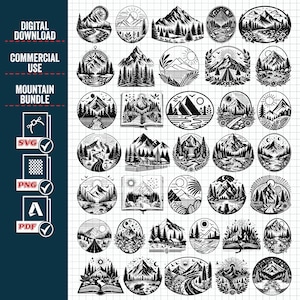 MOUNTAIN SVG Png Big Bundle, Mountain Clipart, Mountain svg cut files for Cricut, Mountain Silhouette Svg, Landscape svg, camping, Vector