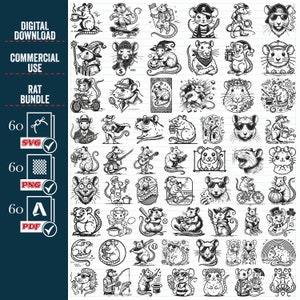 RATTE SVG Png Mega Bundle, Süße Ratte SVG, Ratte Clipart, Ratte Schnittdateien für Cricut, Ratte Monogramm, Ratte Gesicht, Maus Cricut, Mäuse geschnitten, pdf