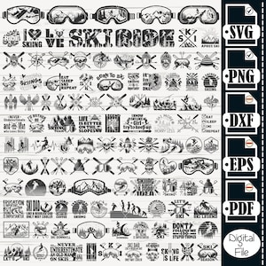Skifahren SVG MEGA Bundle, #1, Ski Png, Ski Helm SVG, Ski Brille SVG, Ski Dateien für Cricut, Ski schneiden für Silhouette, Vektor, Clipart