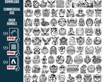 Duck SVG PNG Bundle: Funny Duck Clipart, Cut Files (Digital Download)