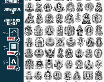 Virgin Mary SVG Bundle, Woman Silhouette Art (Digital Download)