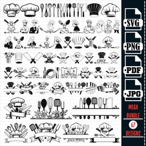 Chef LOGO SVG MEGA Bundle, Chef Svg, Cook Svg, Chef Clipart, Chef Files for Cricut, Chef Cut Files For Silhouette, Chef Png, Chef Vector,Pdf