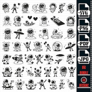 Simpatico pacchetto SVG ASTRONAUTA, simpatico file di taglio Astronauta per Cricut, clipart Astronauta, silhouette SVG Astronauta, PNG Astronauta, casco da astronauta
