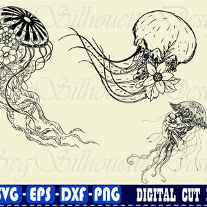 Floral Jellyfish SVG File Jellyfish Clipart Ocean Animals - Etsy