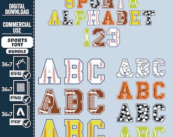 Sports Font Alphabet SVG Bundle (Digital Download)