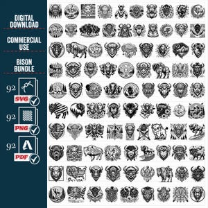 Bison SVG PNG Bundle, Bison Cut Files For Cricut, Bison mountain PNG, American Bison Designs, Commercial use, Clipart, Vector, Buffalo Svg,