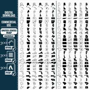 Simple State Outlines SVG Mega Bundle,#1, Mapa dos Estados Unidos, Formas Individuais, Estados Unidos de corte, gravação ou impressão, png, Design,