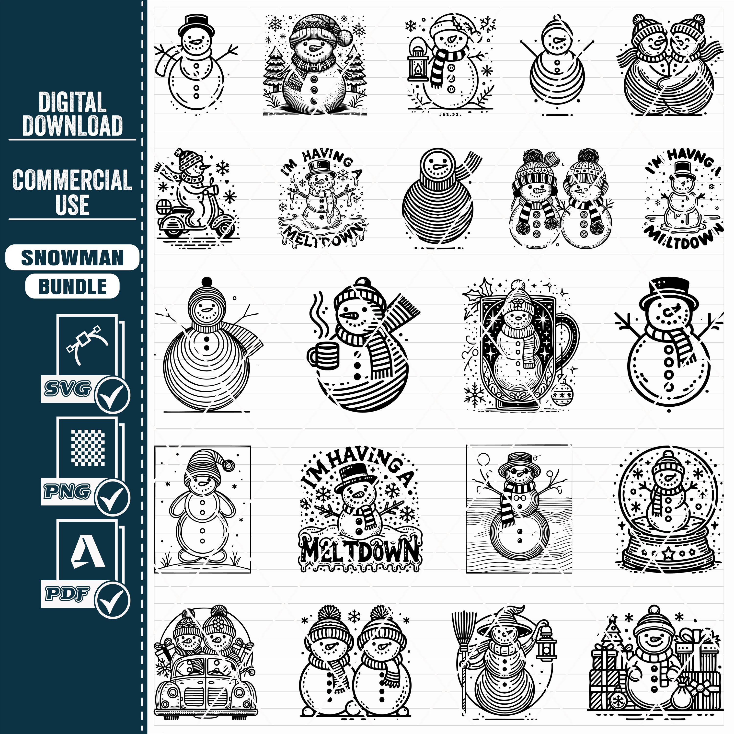 Snowman SVG PNG Bundle, Winter Clipart (digital Download) - Etsy